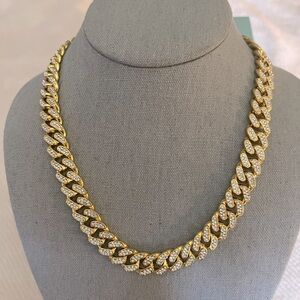 Men’s New Chunky Heavy Simulated Diamond Gold Vermeil Cuban Link Iced Out Chain